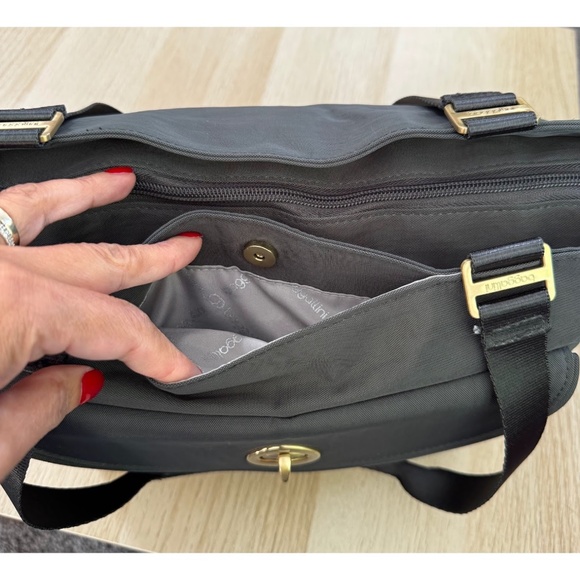 Baggallini Women's Gray Gold Hardware Nylon Med-Size Shoulder Bag Travel Tote - Picture 7 of 11